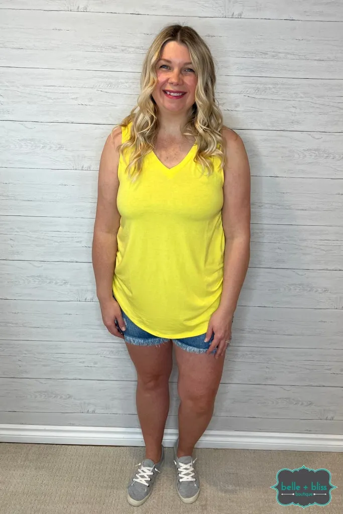 Hailey V-Neck Tank - Yellow