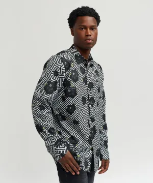 Harwood Allover Print Viscose Long Sleeve Woven Shirt