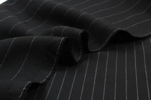 Heavy Double Face Twill Stripes for Suits - Polyester Blend - Black