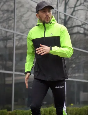 Herren Regenjacke - Fahrradjacke mit Kapuze Pro Line Schwarz-Neon