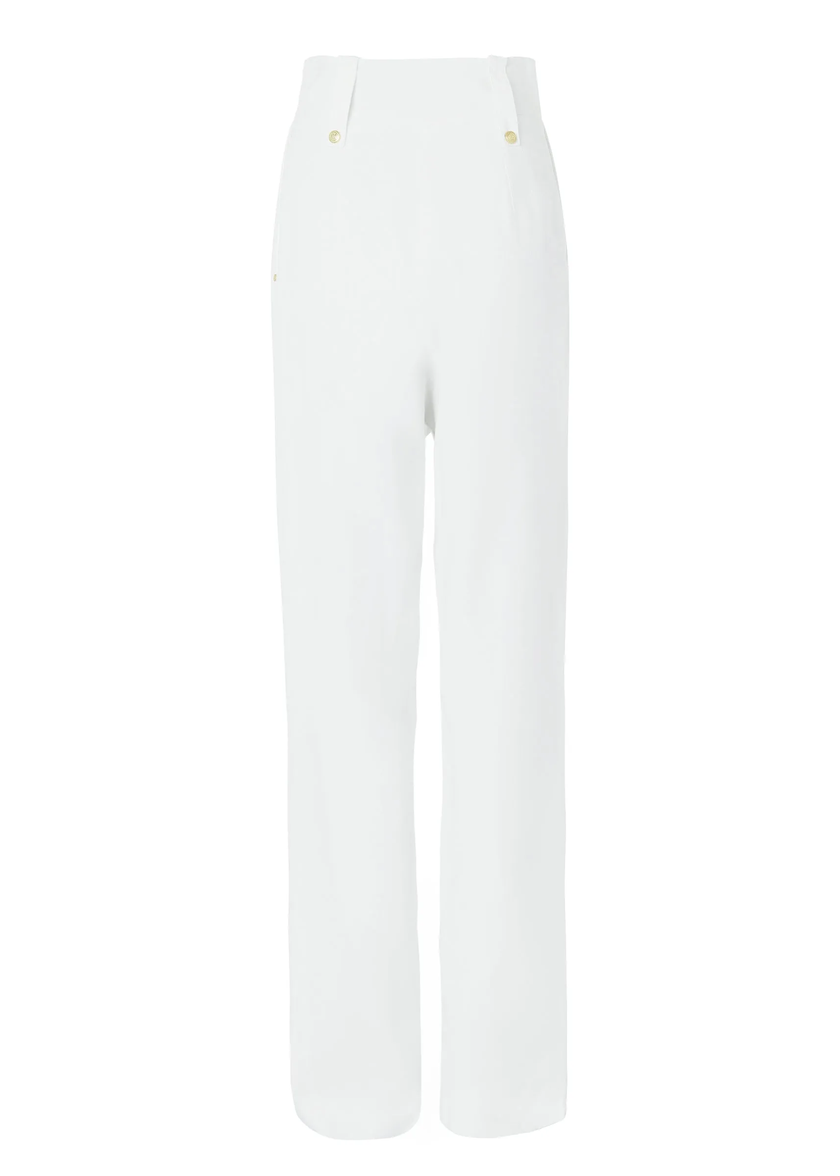 High Waisted Straight Trouser (Oyster Linen)