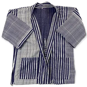 Indigo Dyed Kimono style top - Indigo Stripes