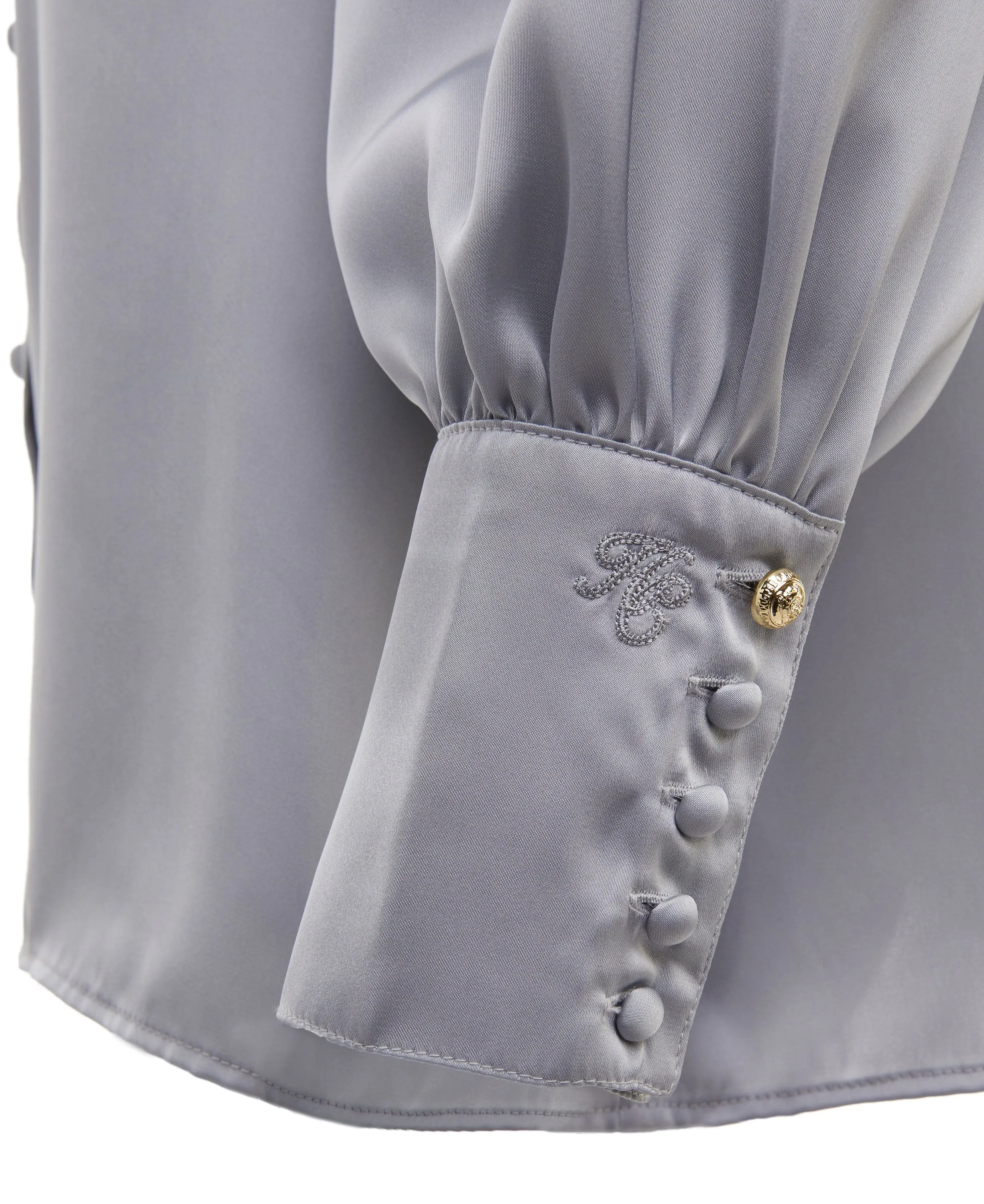 Isla Satin Shirt - Silver Grey