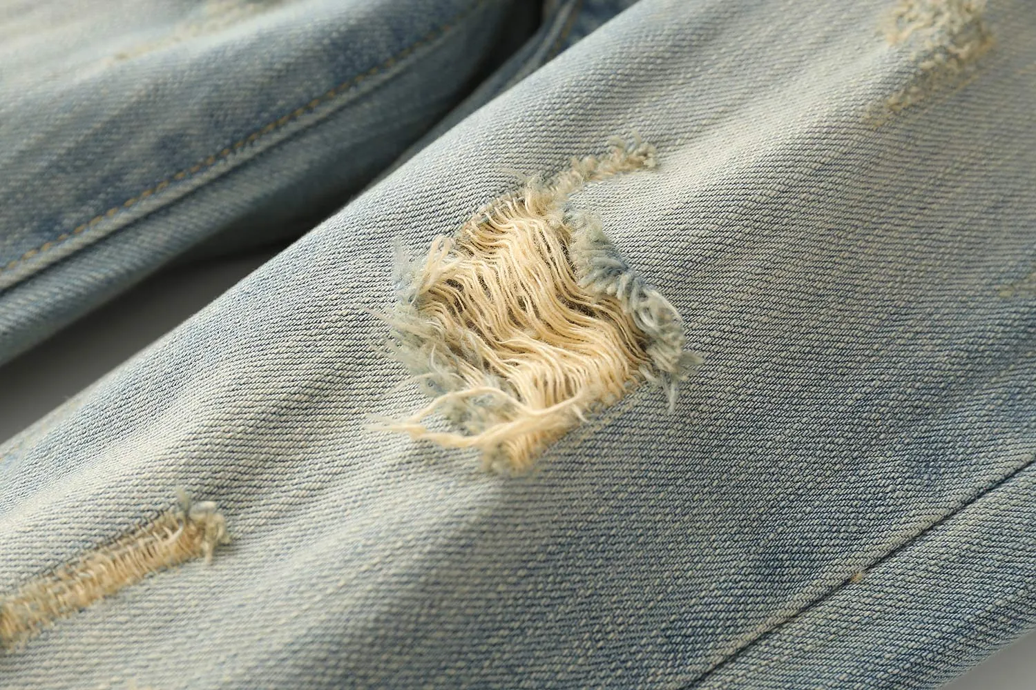 Kids Jeans Elastic Band Inside Ripped Denim Pants