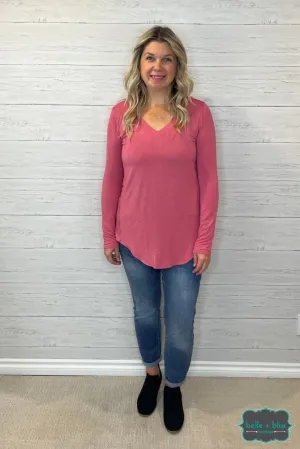 Kim Long Sleeve Luxe Tee - Rose