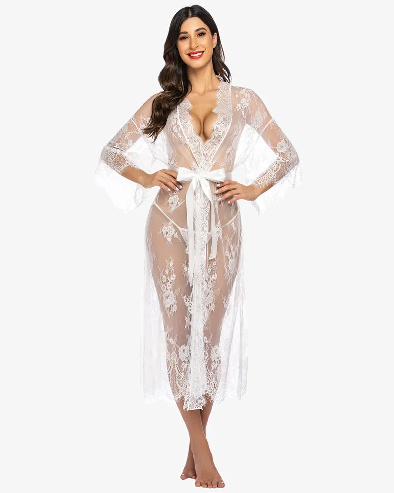 Lace Kimono Robe Sheer Nightdress