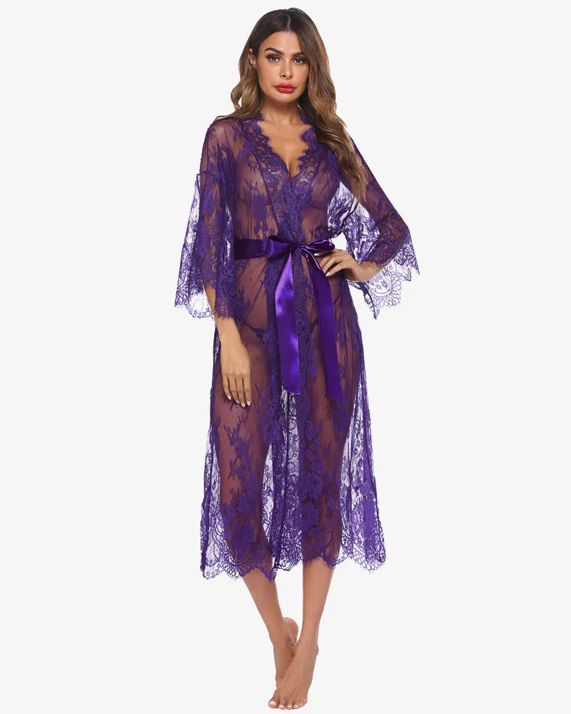 Lace Kimono Robe Sheer Nightdress