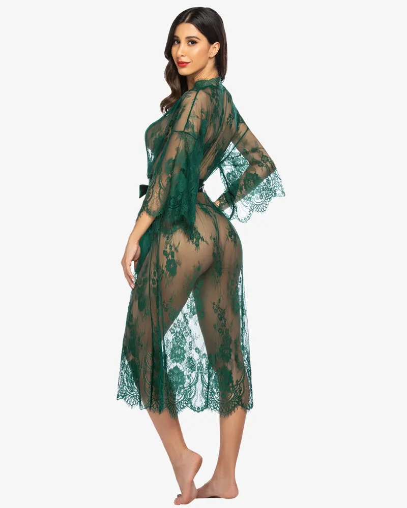 Lace Kimono Robe Sheer Nightdress