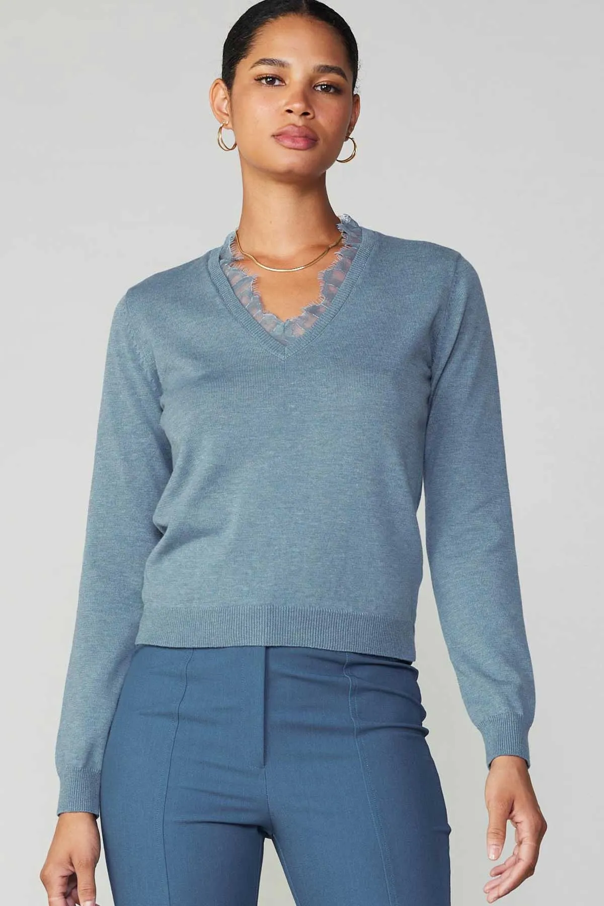 Lace V-Neck Sweater