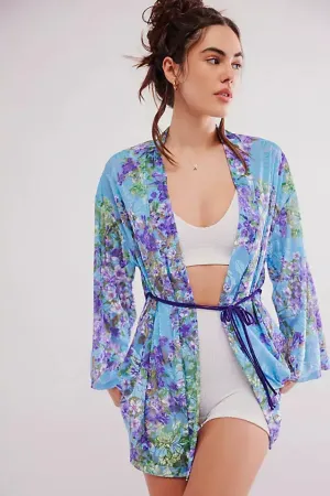 Lavender bouquet kimono