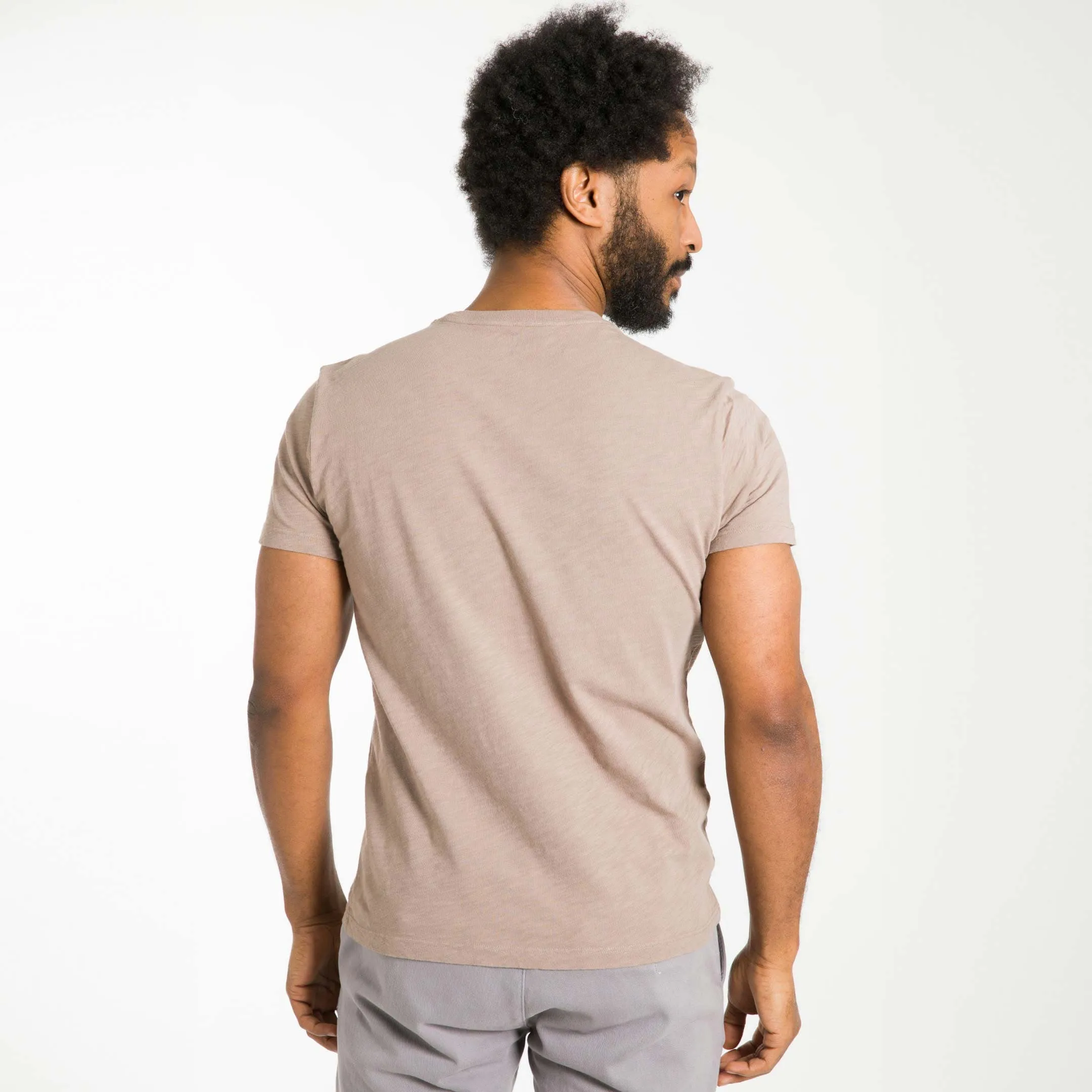 Lightweight Washed Walnut Crew Neck Tee