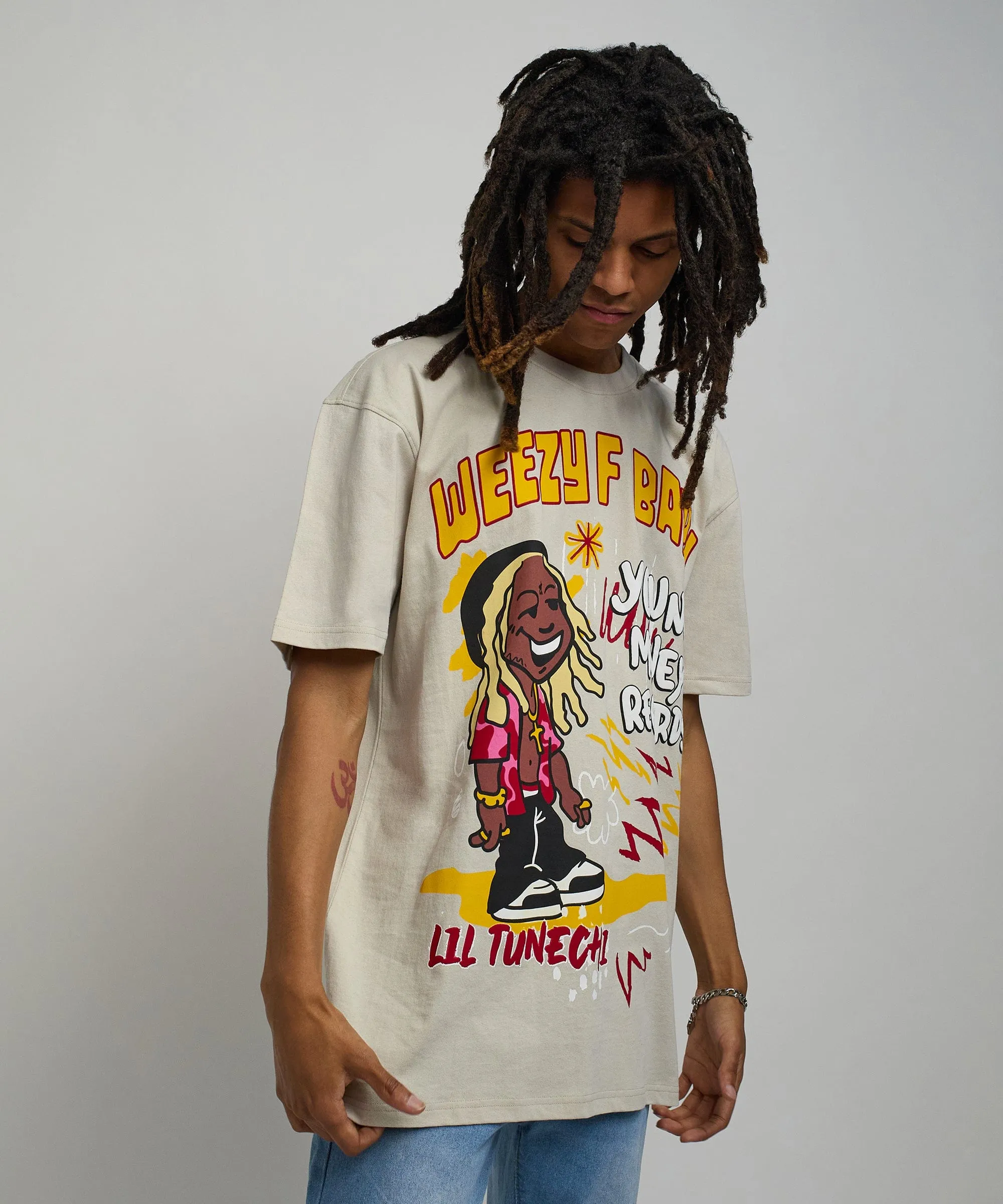 Lil Wayne Real GS Front And Back Print Short Sleeve Tee - Khaki