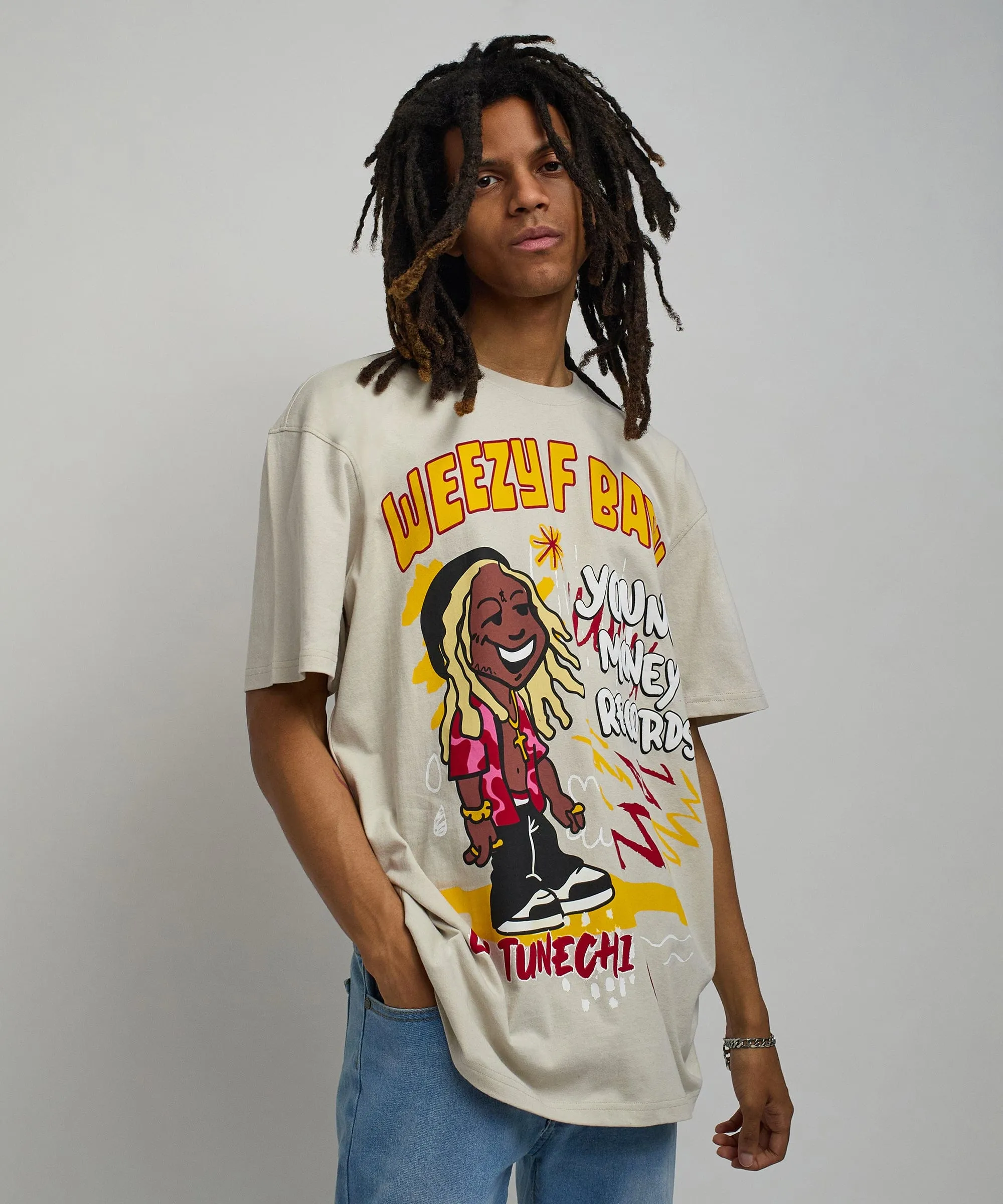 Lil Wayne Real GS Front And Back Print Short Sleeve Tee - Khaki