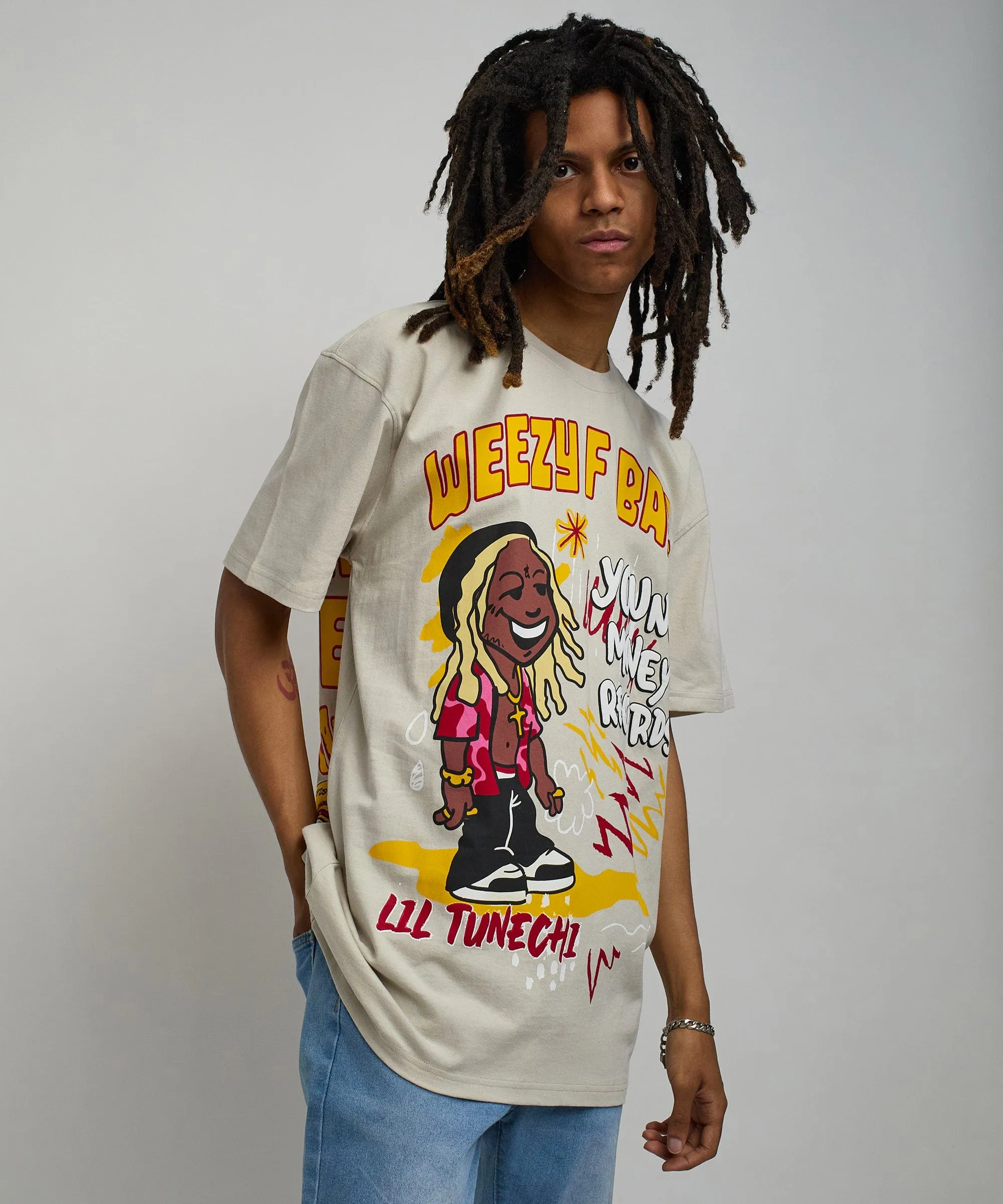 Lil Wayne Real GS Front And Back Print Short Sleeve Tee - Khaki