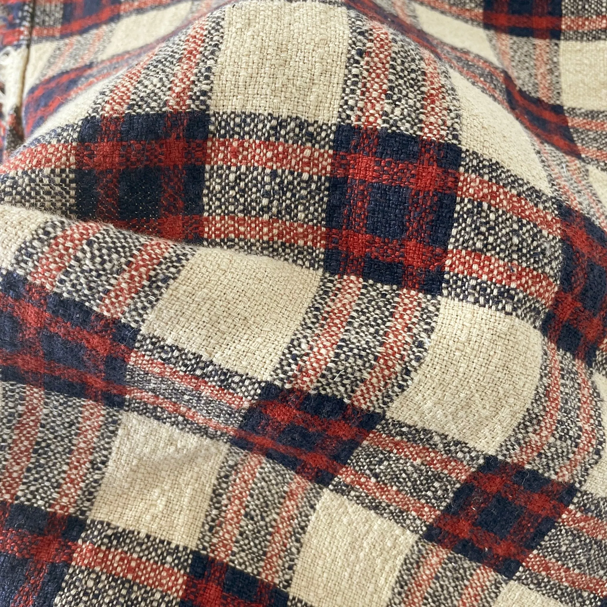 Linen 100% Fabric Heavy Weight Plaid 7242