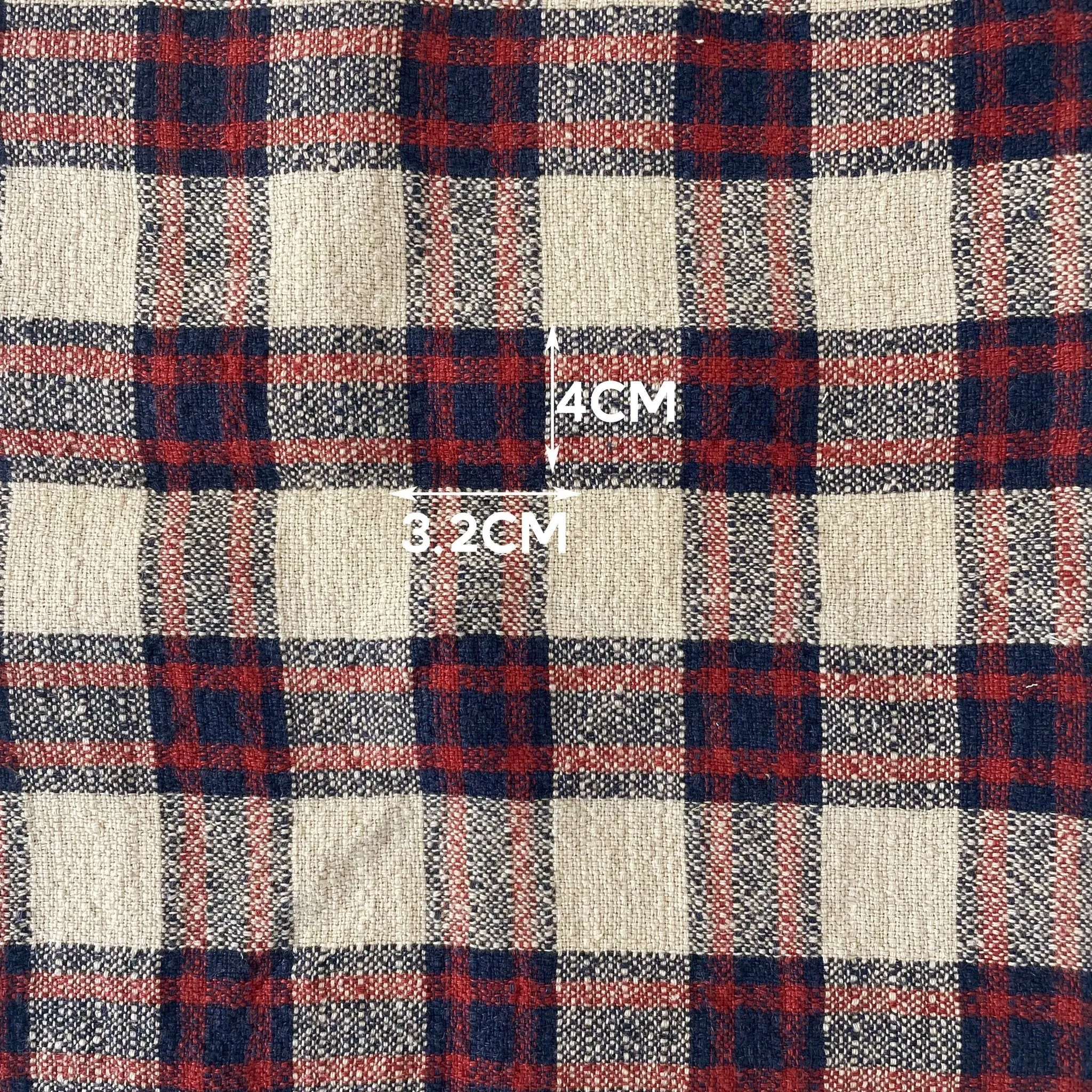 Linen 100% Fabric Heavy Weight Plaid 7242