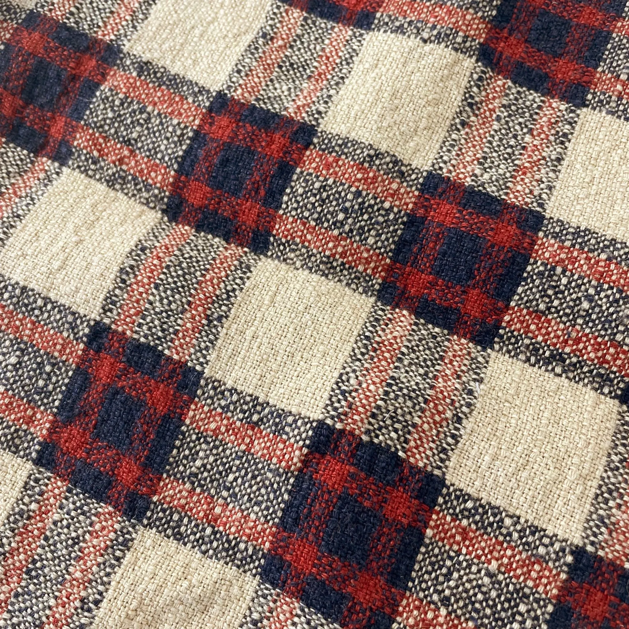 Linen 100% Fabric Heavy Weight Plaid 7242