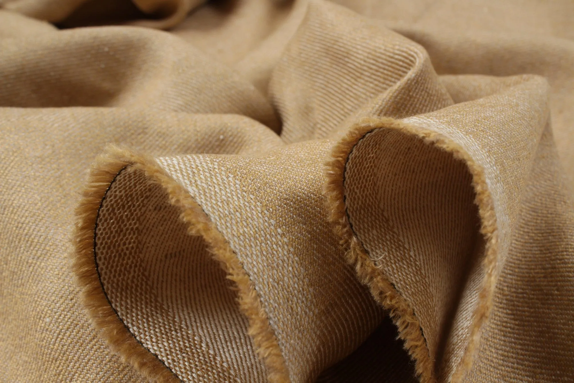 Linen and Ecovero Viscose Twill for Bottoms and Jackets - Camel