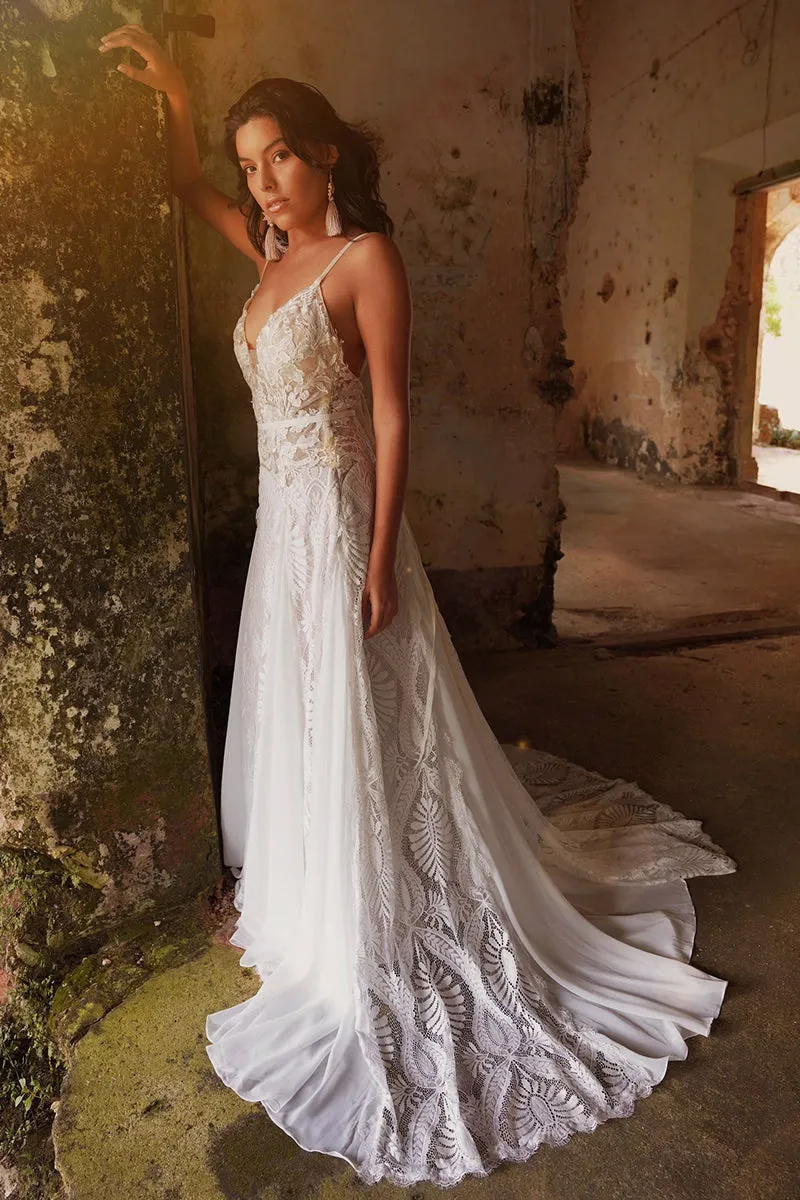 Meadow Backless Boho Lace A-line Wedding Dress