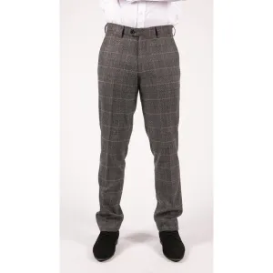 Mens Blue Herringbone Tweed Trousers Vintage Tailored Fit Grey Blue Wedding