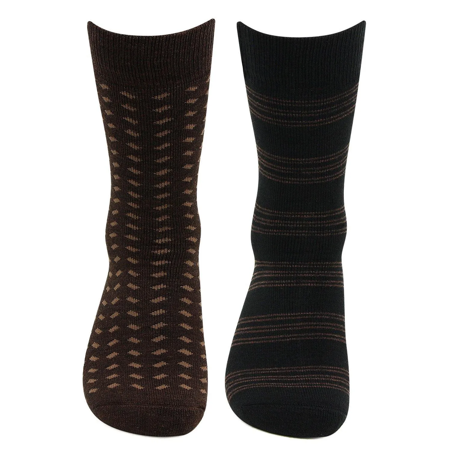 Men's Multicolored Cushioned Woolen Crew Socks - Pack Of 2