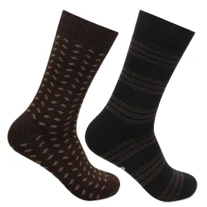 Men's Multicolored Cushioned Woolen Crew Socks - Pack Of 2