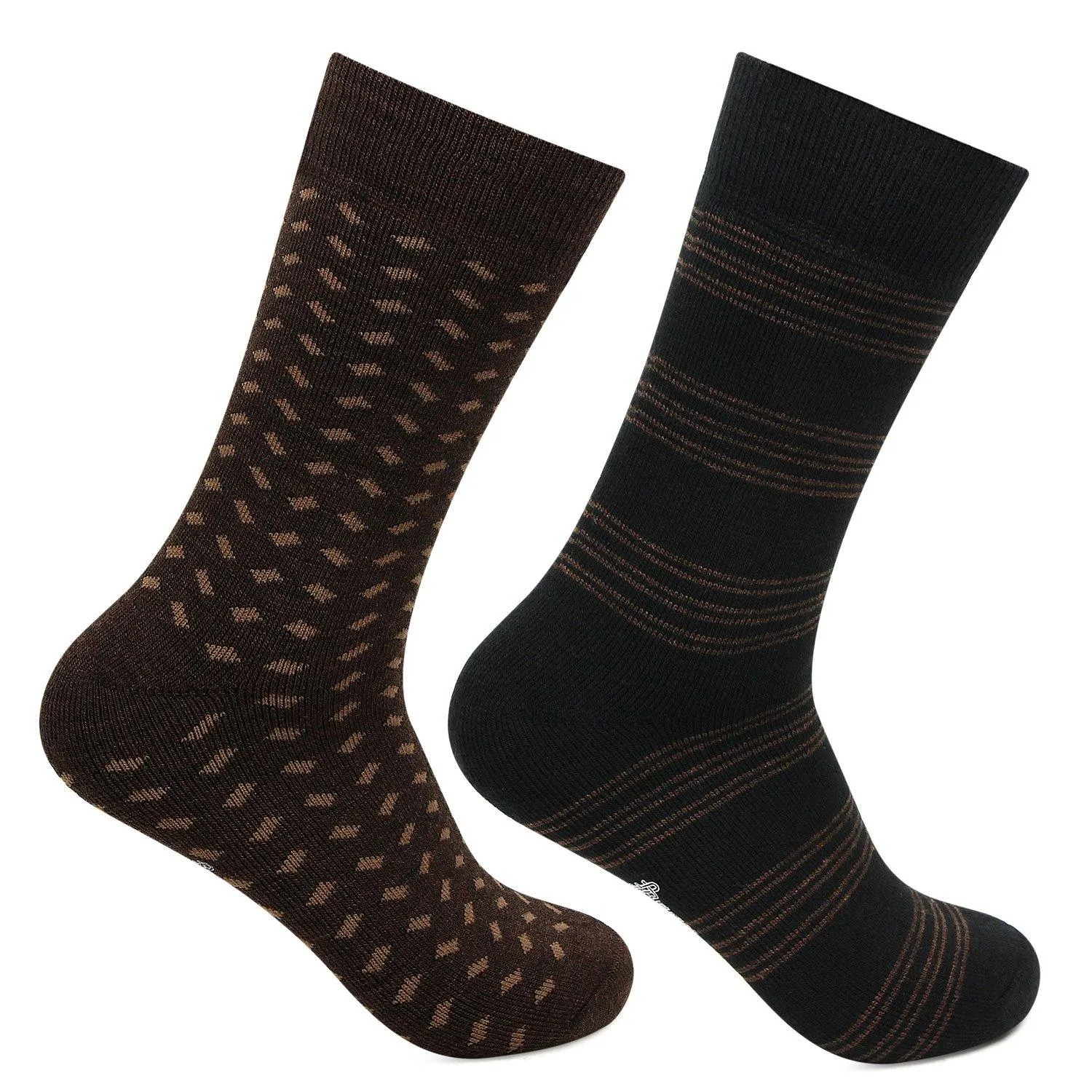 Men's Multicolored Cushioned Woolen Crew Socks - Pack Of 2