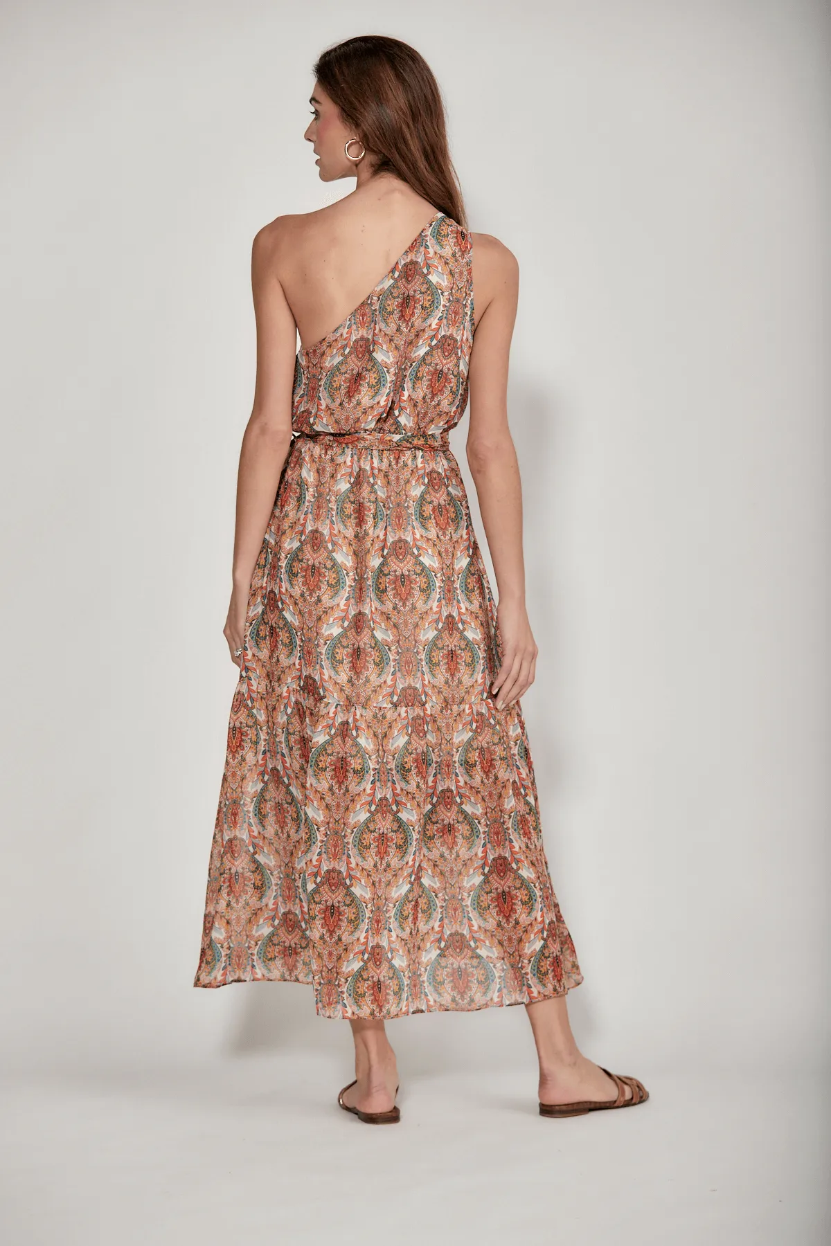 Molly Bracken One Shoulder Paisley Maxi Dress