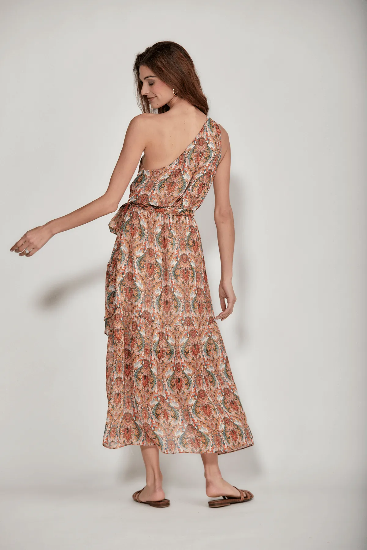 Molly Bracken One Shoulder Paisley Maxi Dress