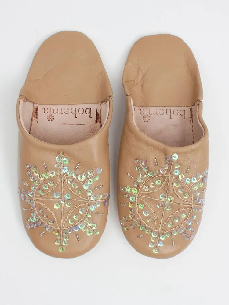 Moroccan Babouche Sequin Slippers - Seconds, Small (Assorted Colours)