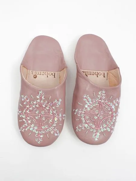 Moroccan Babouche Sequin Slippers - Seconds, Small (Assorted Colours)