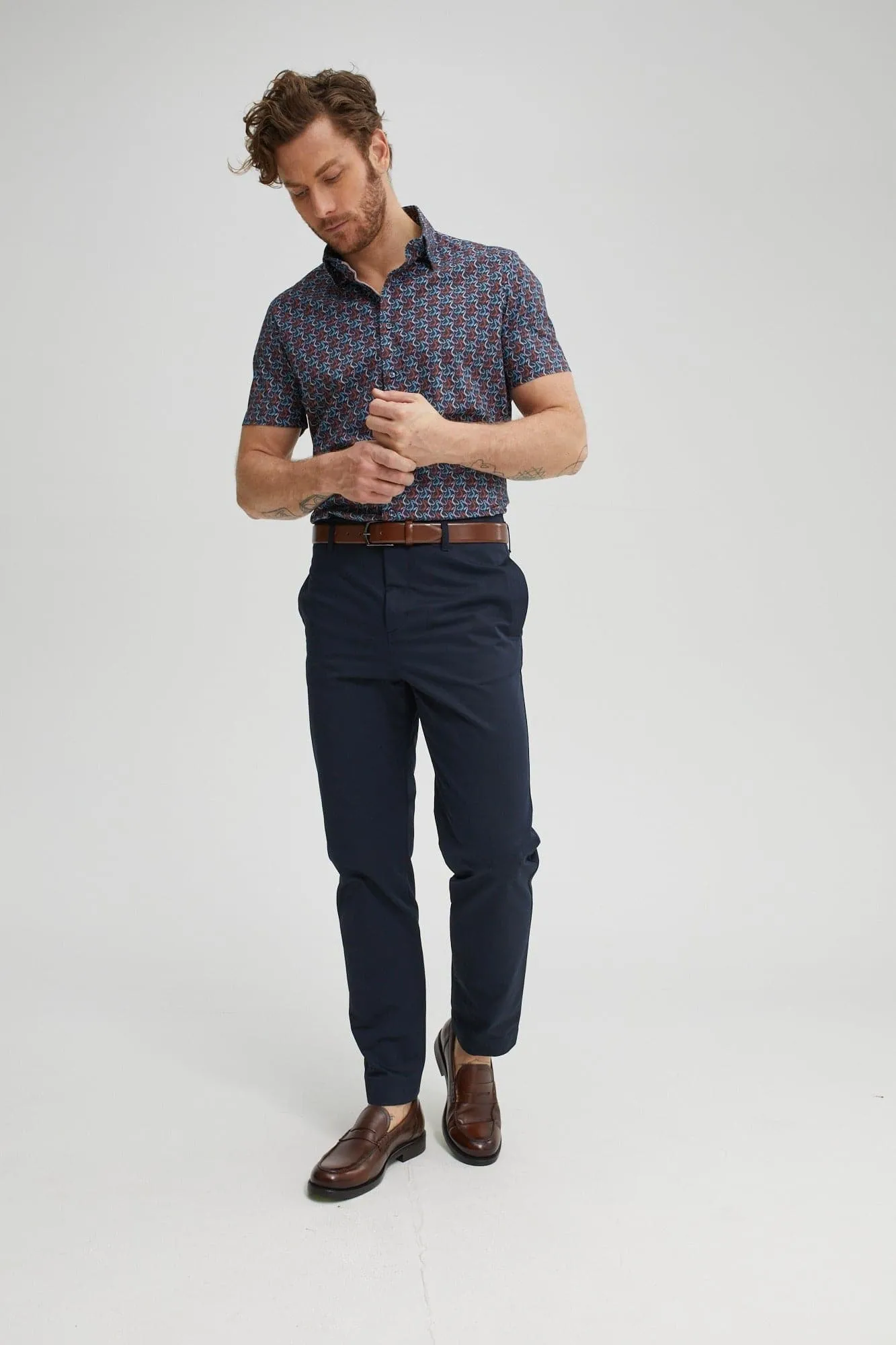 Navy Flamingo Poplin Shirt