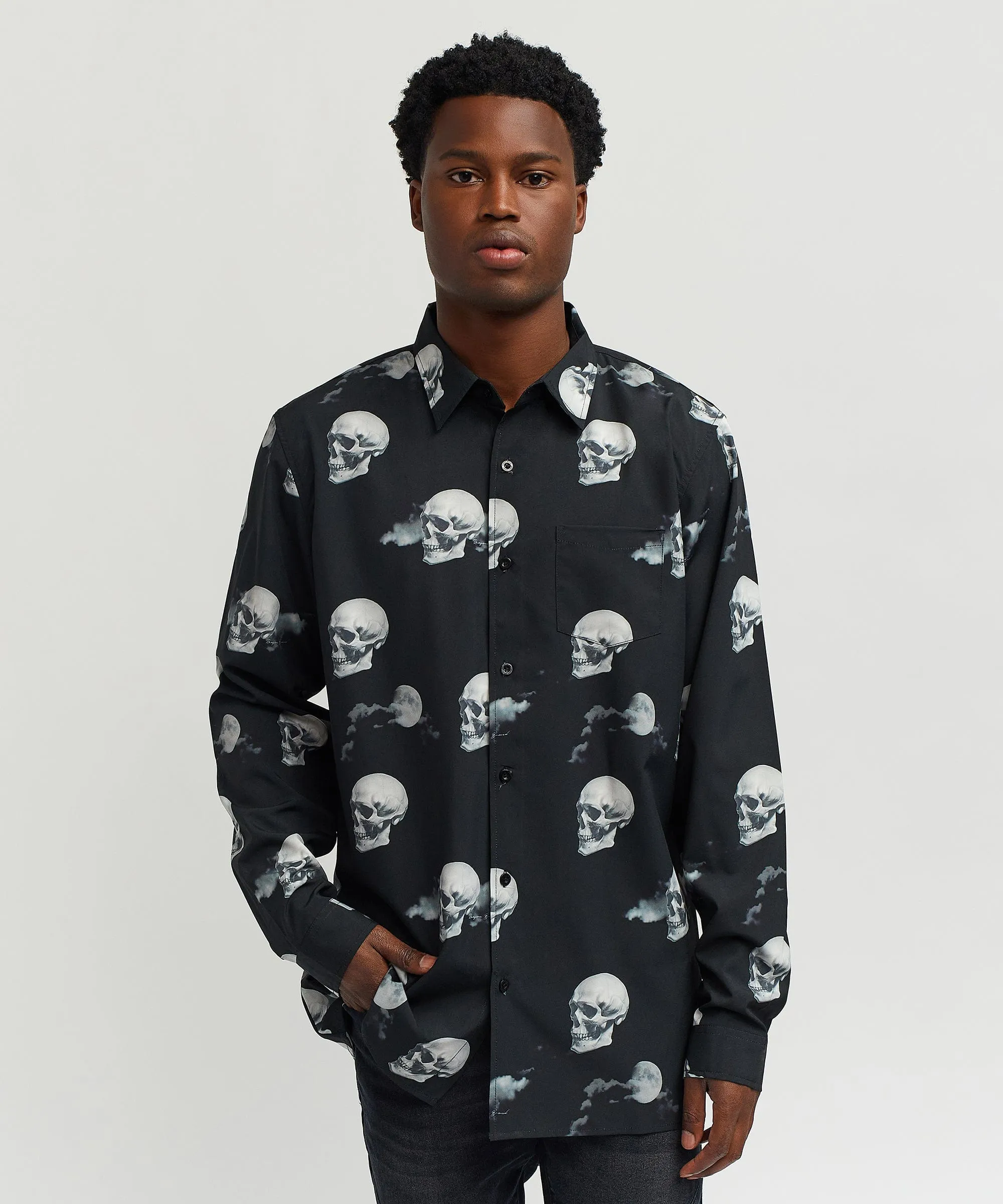 Nightvision Allover Print Viscose Woven Long Sleeve Shirt