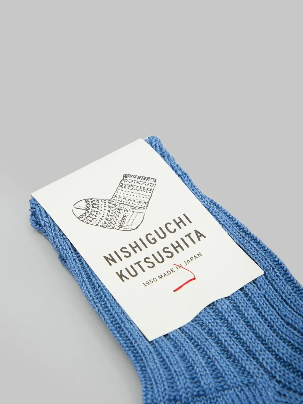 Nishiguchi Kutsushita Linen Ribbed Socks Blue