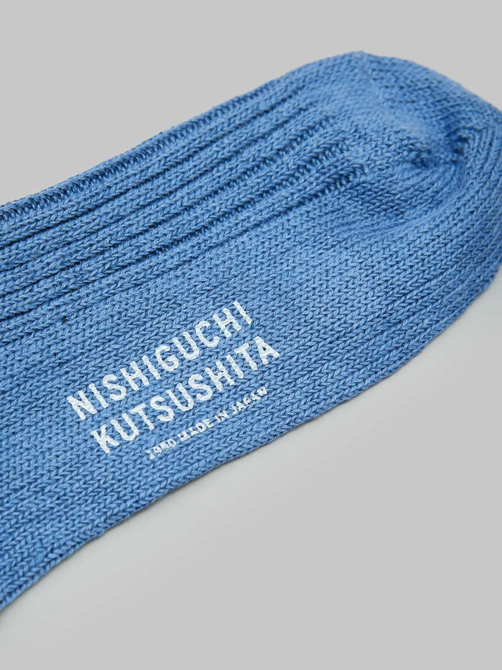 Nishiguchi Kutsushita Linen Ribbed Socks Blue