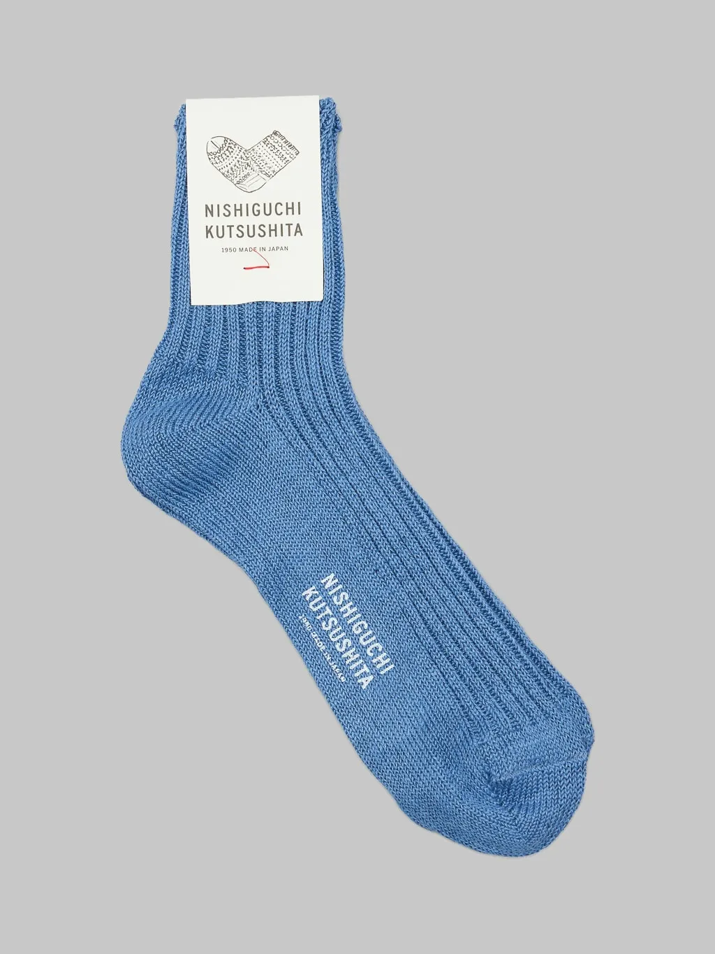 Nishiguchi Kutsushita Linen Ribbed Socks Blue