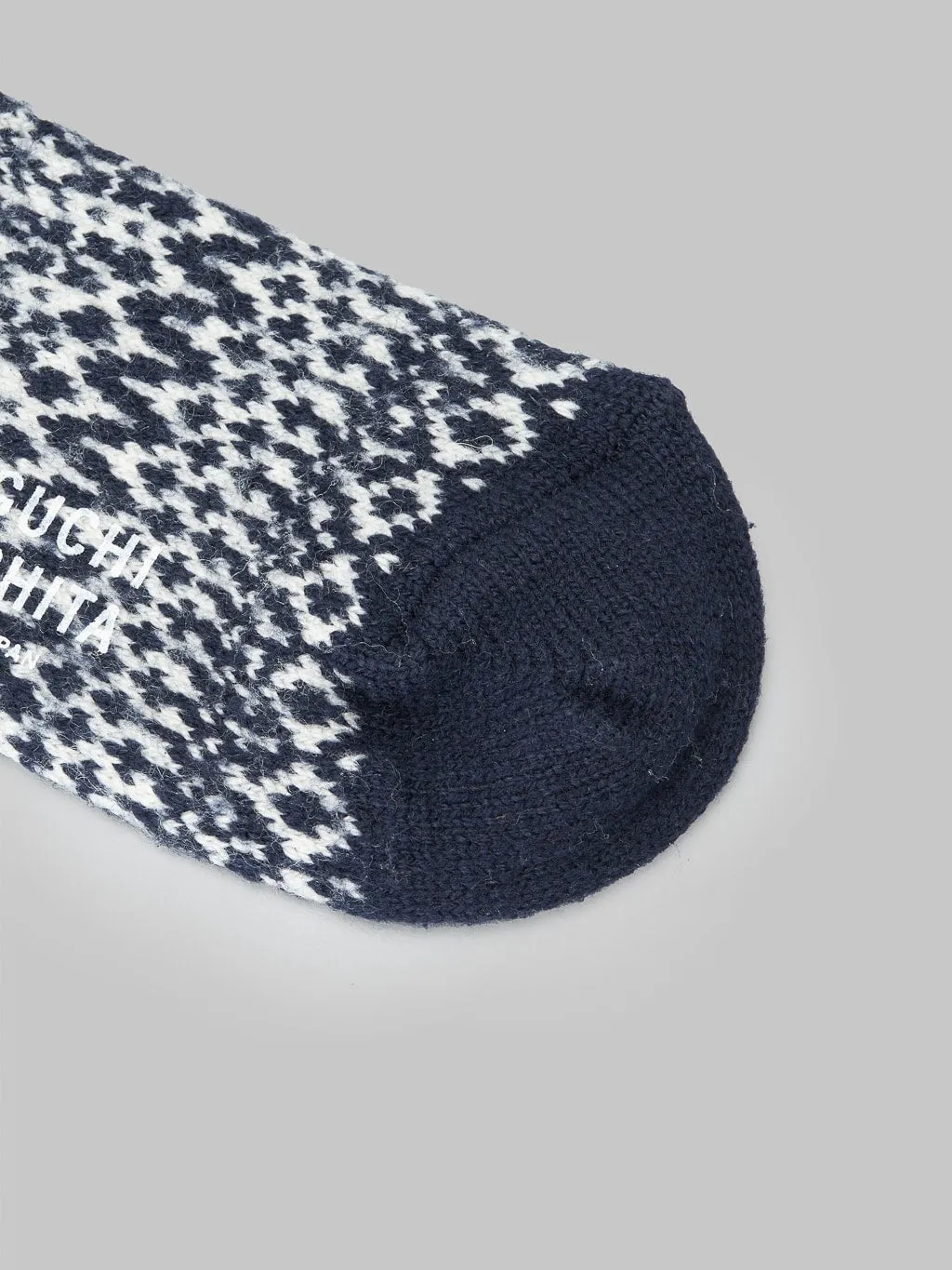 Nishiguchi Kutsushita Wool Jacquard Socks Berlin Blue