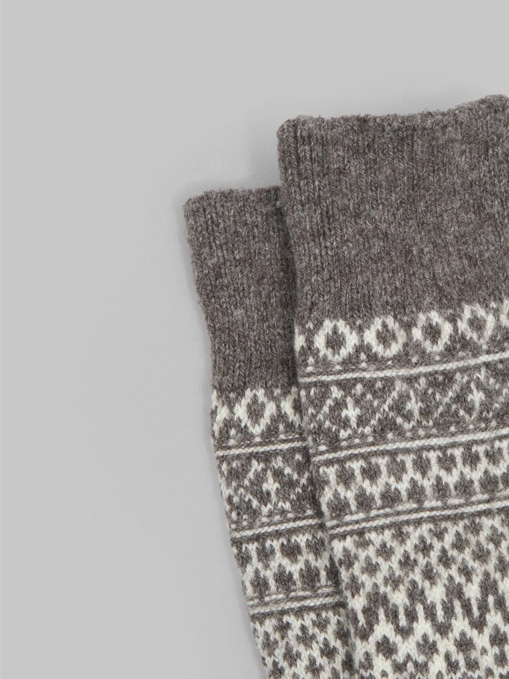 Nishiguchi Kutsushita Wool Jacquard Socks Grey & White