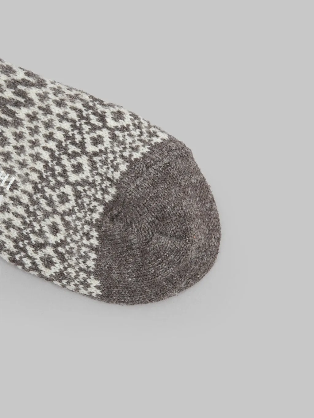 Nishiguchi Kutsushita Wool Jacquard Socks Grey & White