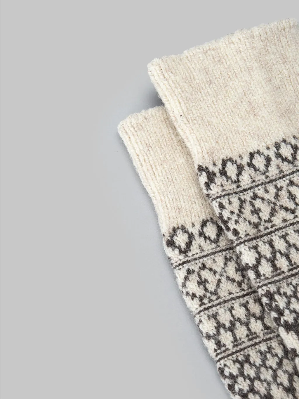 Nishiguchi Kutsushita Wool Jacquard Socks Oatmeal