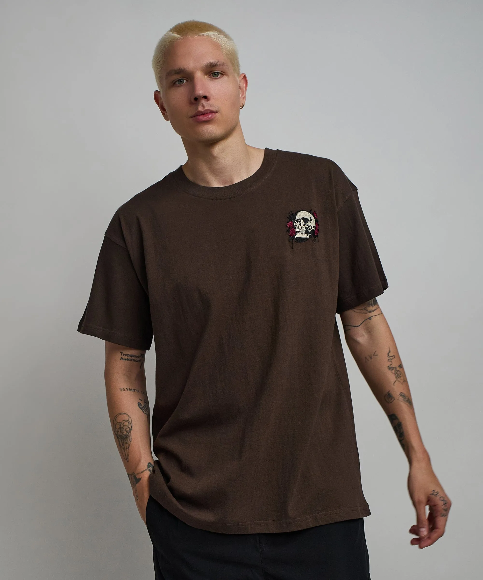 Not For Everyone Embroidered Short Sleeve Tee - Brown