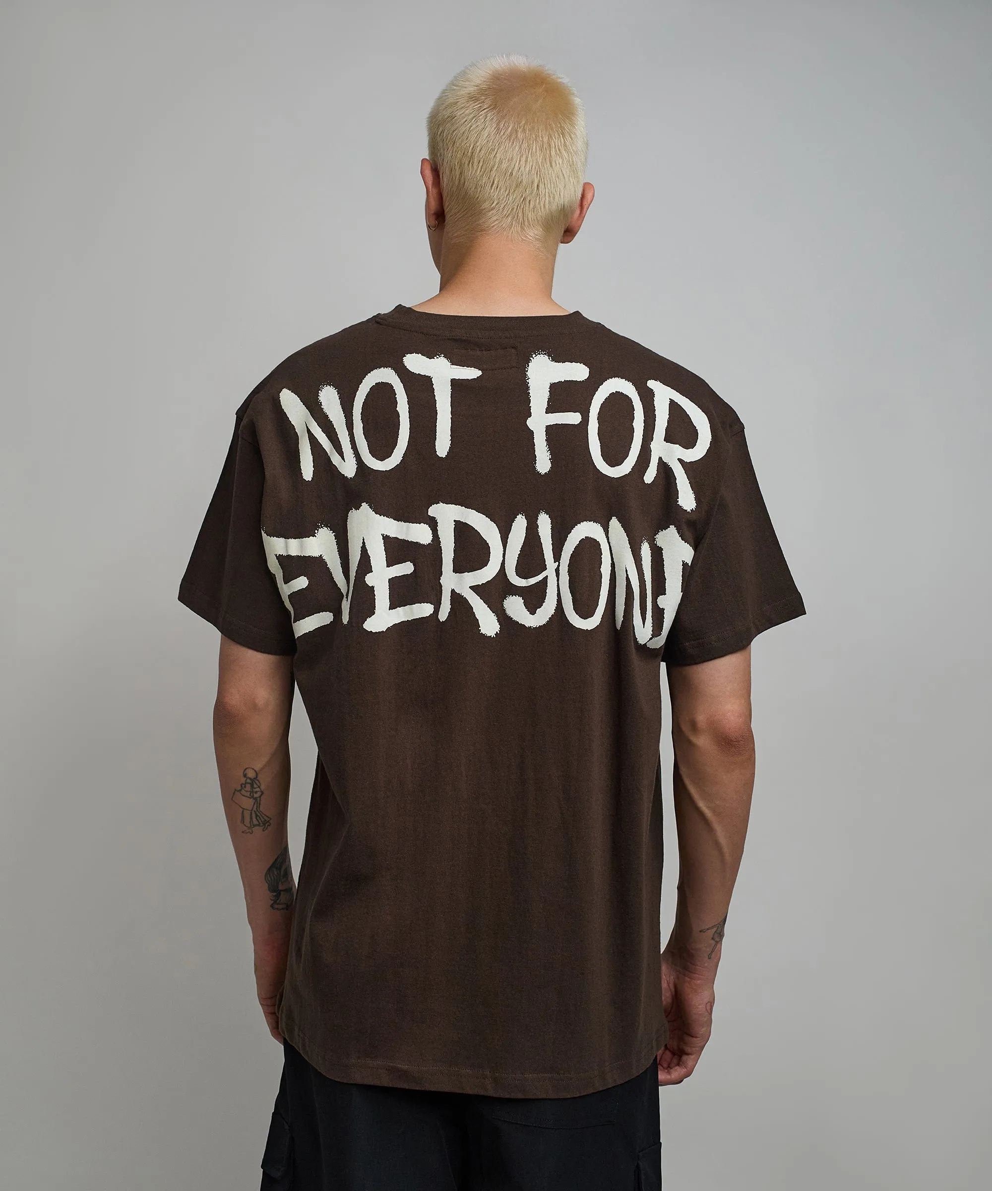 Not For Everyone Embroidered Short Sleeve Tee - Brown