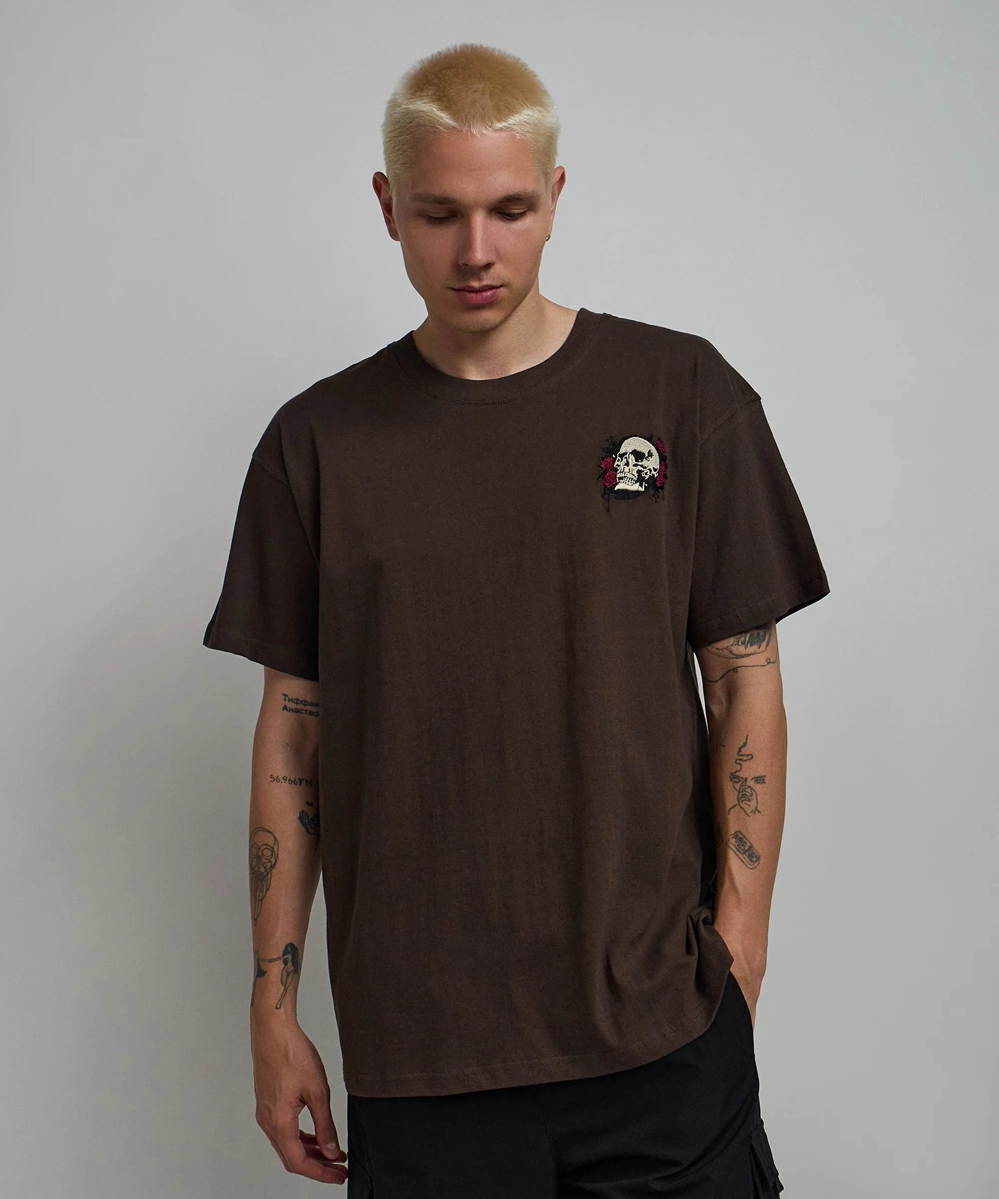 Not For Everyone Embroidered Short Sleeve Tee - Brown