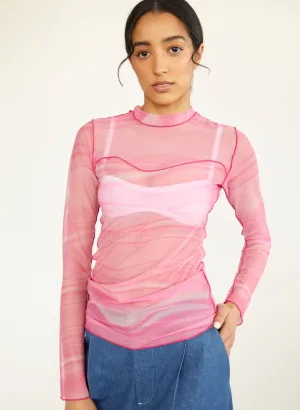 Pink Toni Mesh Long Sleeve Tee