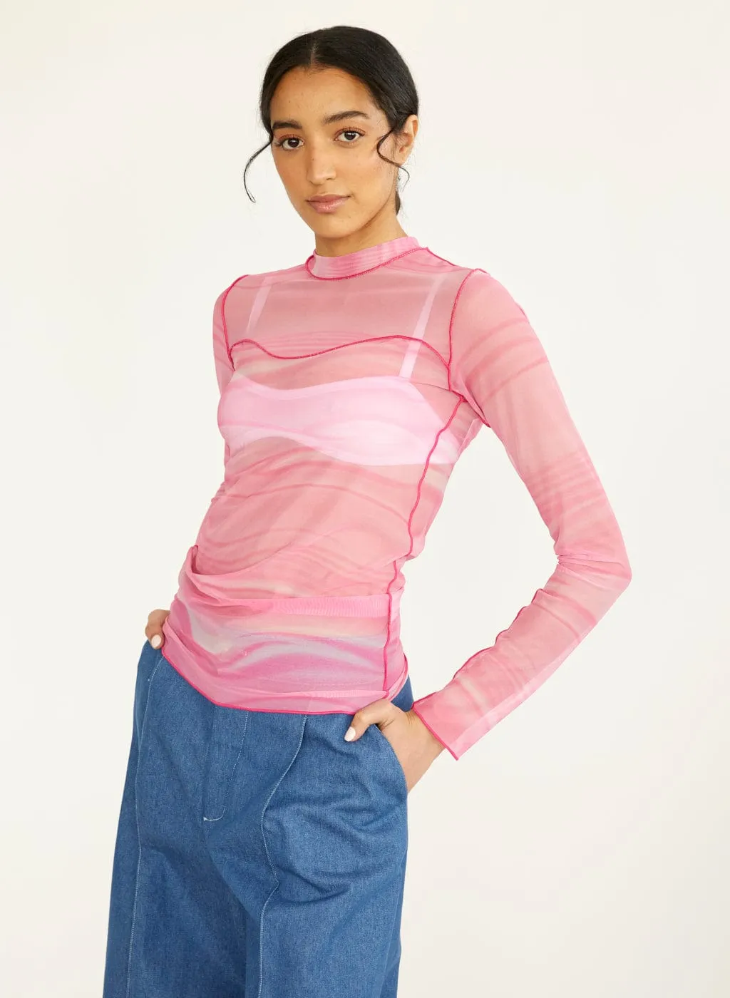 Pink Toni Mesh Long Sleeve Tee