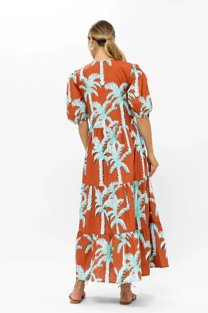 Puff Sleeve Maxi Dress - Cartagena Brown