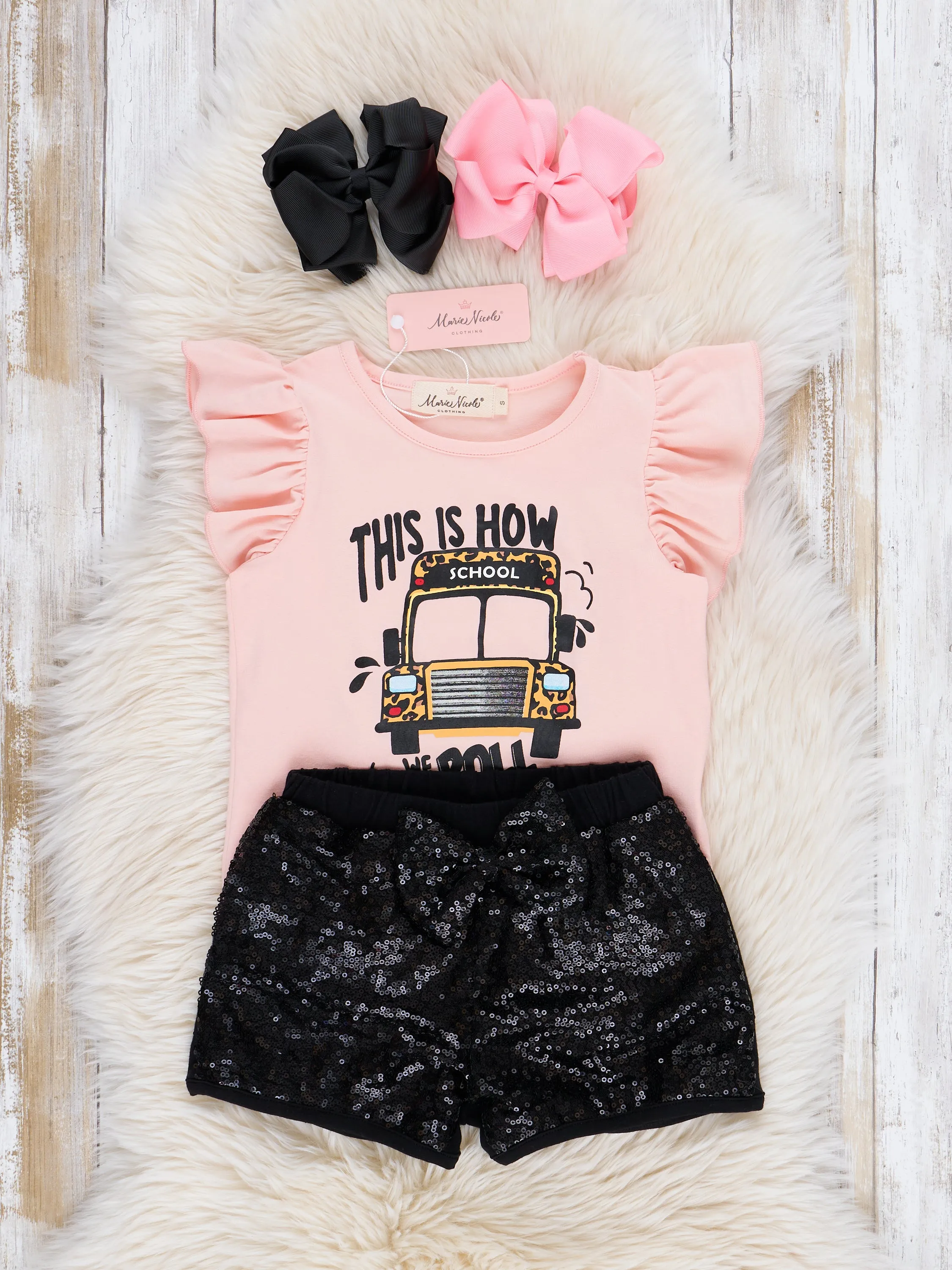 "How We Roll" Bus Ruffle Sequin Outfit