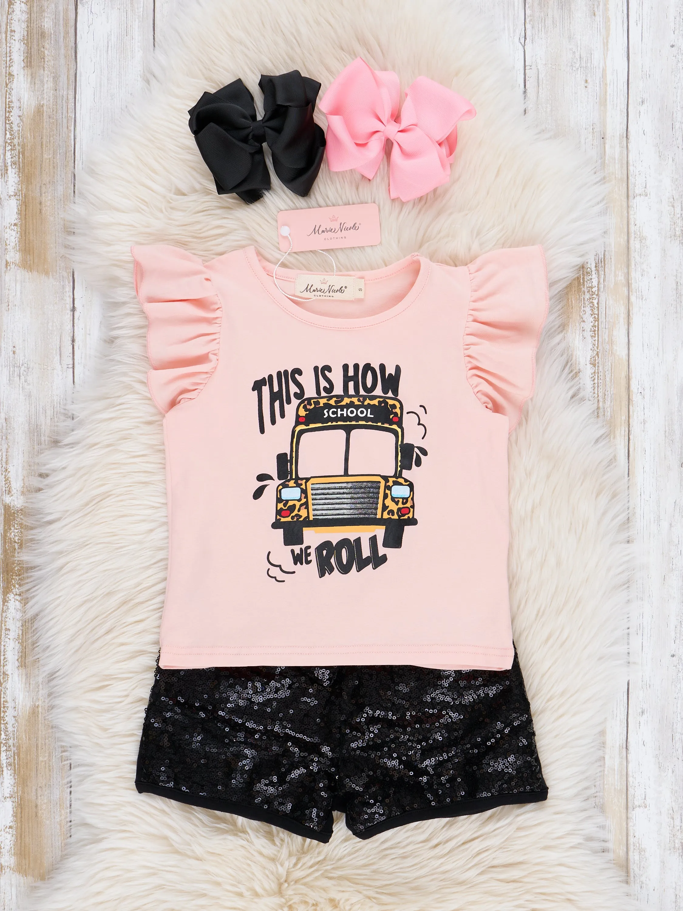 "How We Roll" Bus Ruffle Sequin Outfit