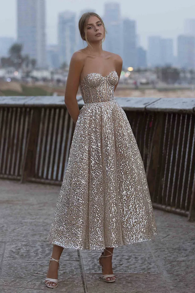 Sweet Love Sequin Strapless Midi Dress