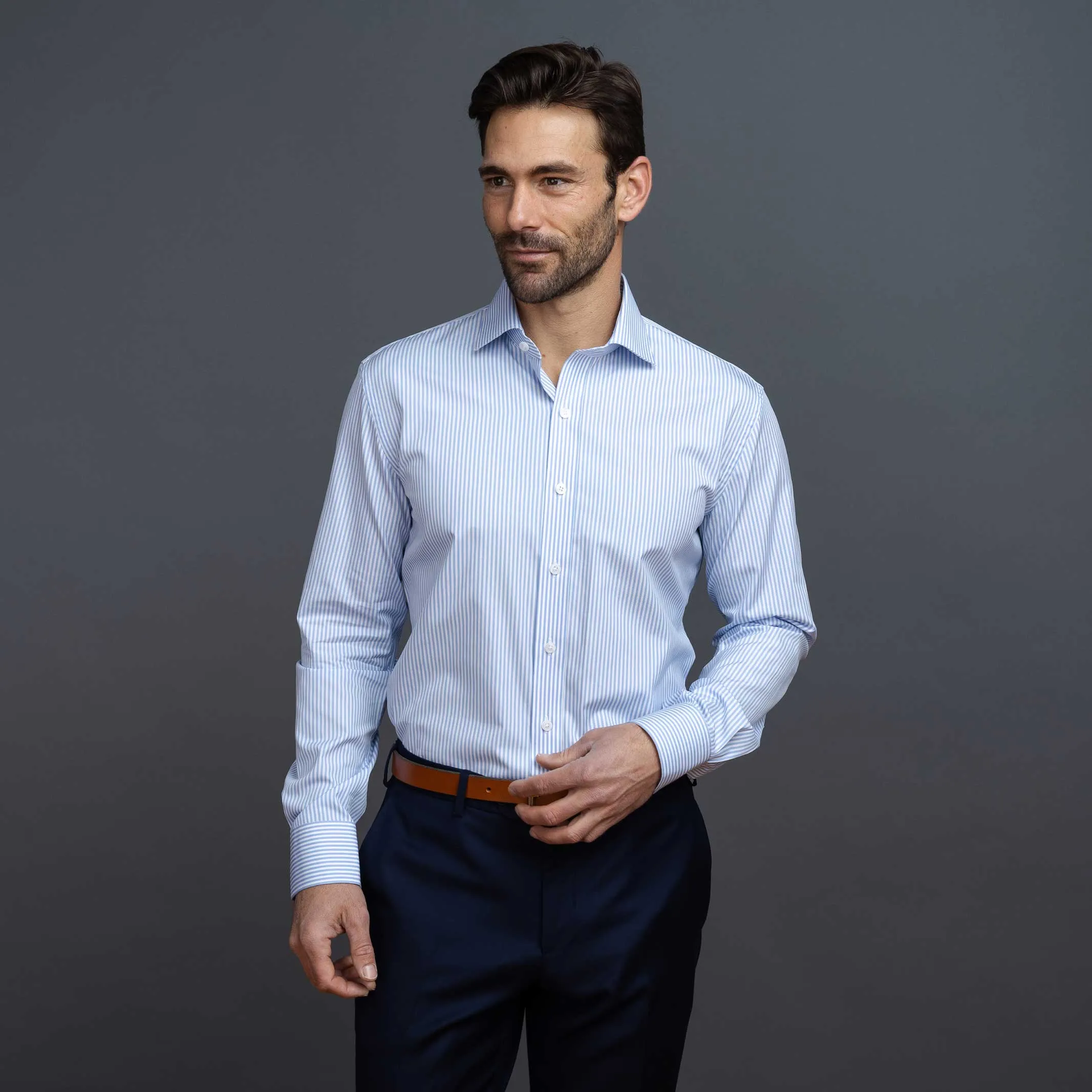 The Light Blue Settle Stripe Custom Shirt